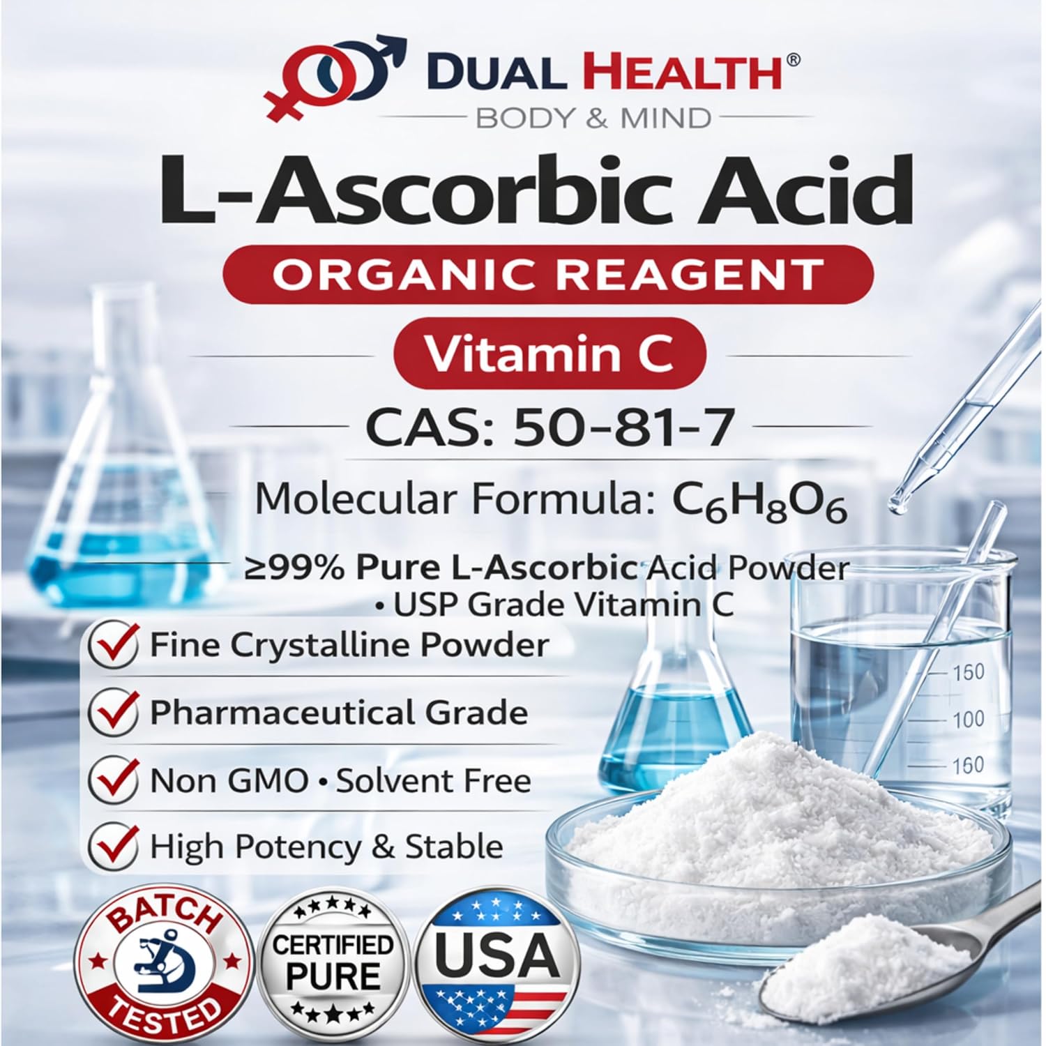 Ácido Ascórbico Puro (1 lb) - Vitamina C en Polvo - Alta Potencia