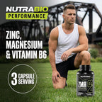 NutraBio ZMA - Suplemento de Zinc, Magnesio y Vitamina B6 (90 Cápsulas)