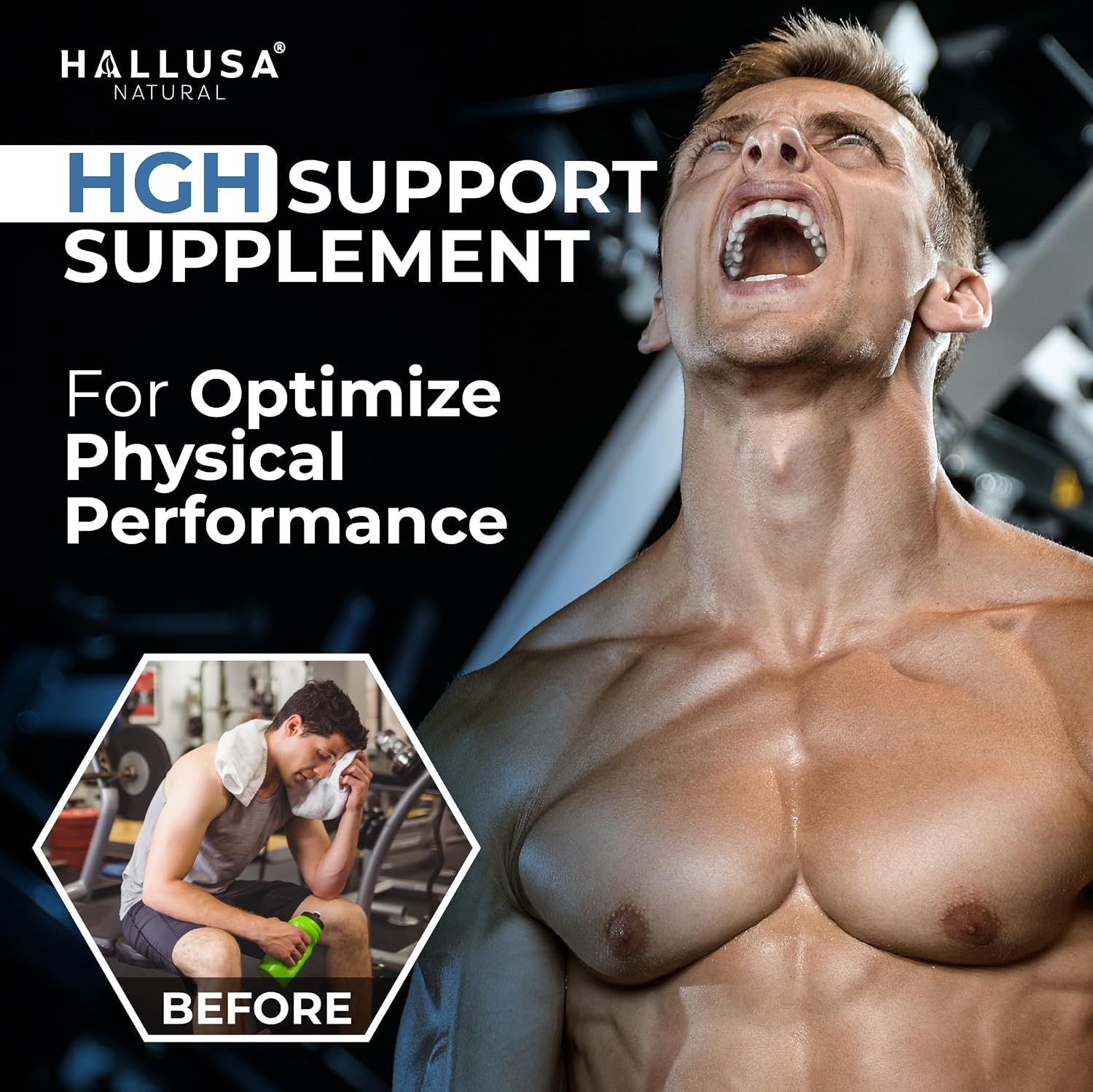 HGH-Releasing Support Supplement with L-Arginine & Ornithine | Nitric Oxide Support for Muscle Recovery, Energy & Performance | Amino Acid Complex with Vitamin B3 & Chromium | 60 Tablets