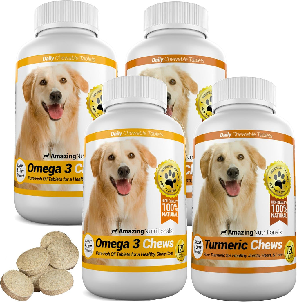 Combo Omega-3 y Cúrcuma para Perros - Paquete de 2 (120 Masticables)