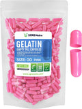 XPRS Nutra Cápsulas Vacías Tamaño 00 - 500 uds Cápsulas de Gelatina para Rellenar - DIY Suplementos (Rosa)