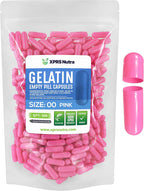 XPRS Nutra Cápsulas Vacías Tamaño 00 - 500 uds Cápsulas de Gelatina para Rellenar - DIY Suplementos (Rosa)