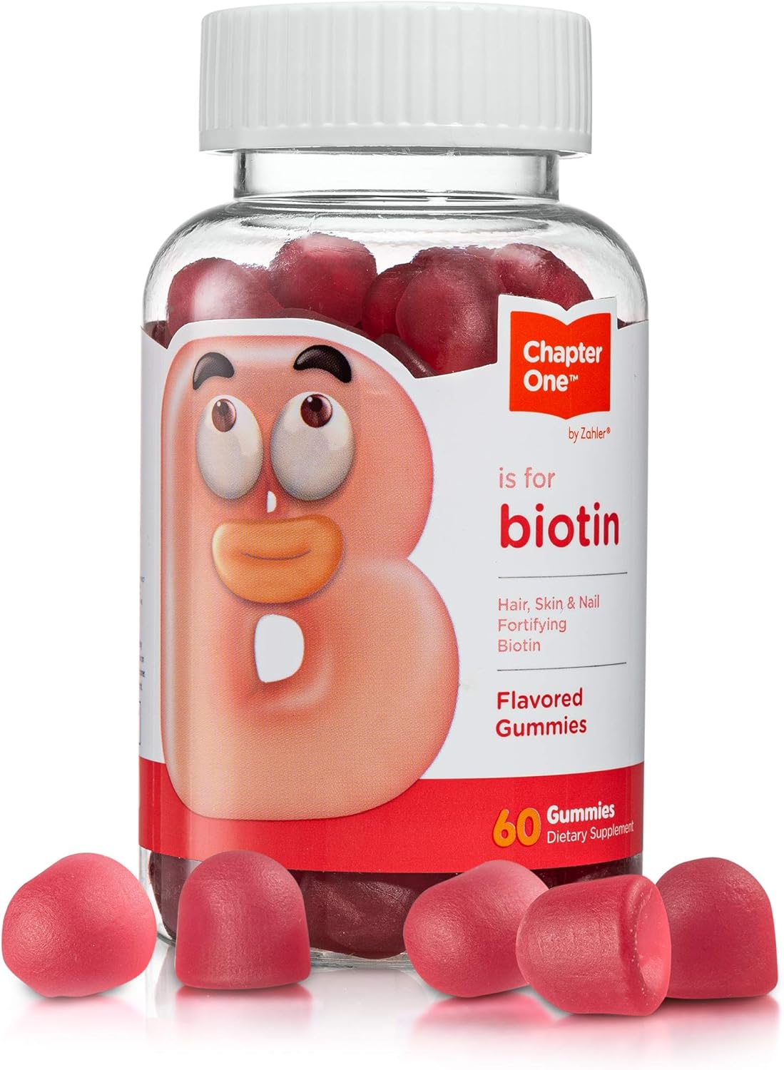 Zahler Chapter One Gominolas de Biotina para Cabello, Piel y Uñas, Biotina Fortificante, Certificado Kosher, 60 Gominolas Saborizadas