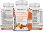 Whole Food Multivitamin with Probiotics and Enzymes - 120 Capsules for Women and Men