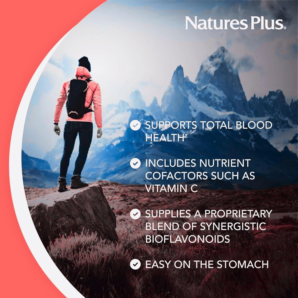 NaturesPlus Hema-Plex Iron - Hierro Quelado 85 mg con Vitamina C y Bioflavonoides - 60 Cápsulas - Vegano, Sin Gluten