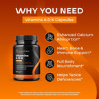 Complemento Alimenticio ADK - Vitamina D3 K2 MK7 y A - 5000 UI D3 - Vegano (2 Meses)