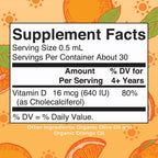 MaryRuth's Gotas Orgánicas de Vitamina D3 para Niños – 640 UI por Dosis – Sabor Naranja – 30 Dosis