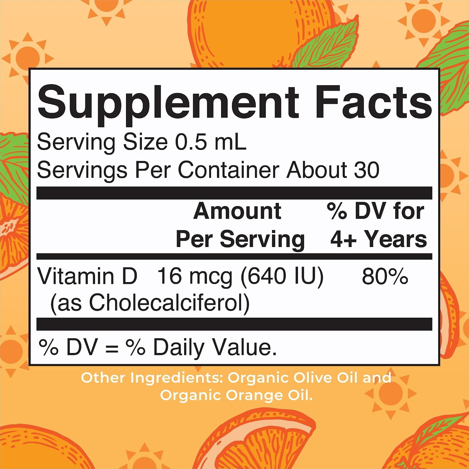 MaryRuth's Gotas Orgánicas de Vitamina D3 para Niños – 640 UI por Dosis – Sabor Naranja – 30 Dosis