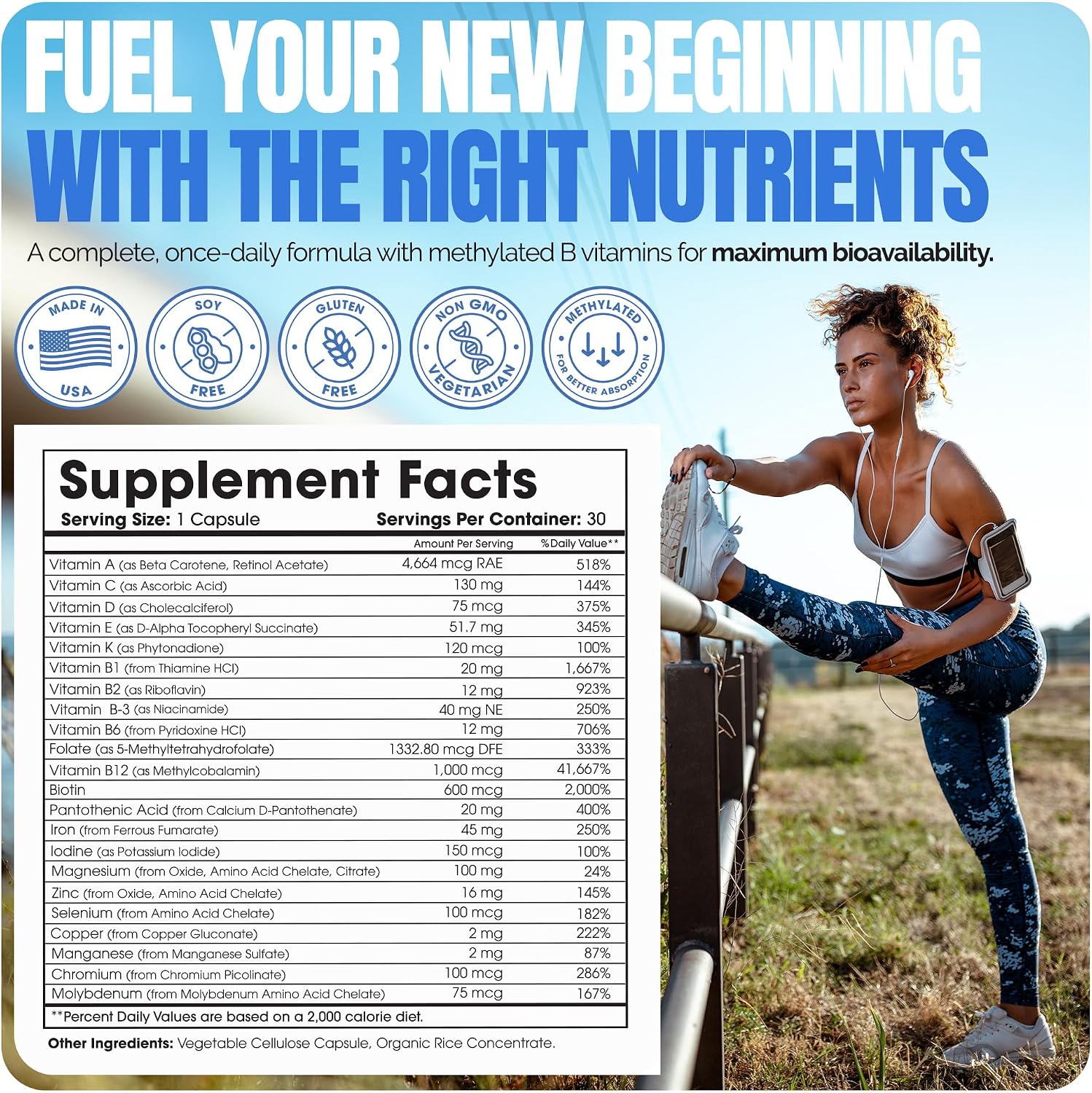 Shiny Leaf Multivitamínico Bariátrico con Hierro 45mg - Cápsula Una Vez al Día, Hecho en USA, Conforme a ASMBS, para Bypass Gástrico y Manga Gástrica, Hombres y Mujeres, GMP - 60 Cápsulas