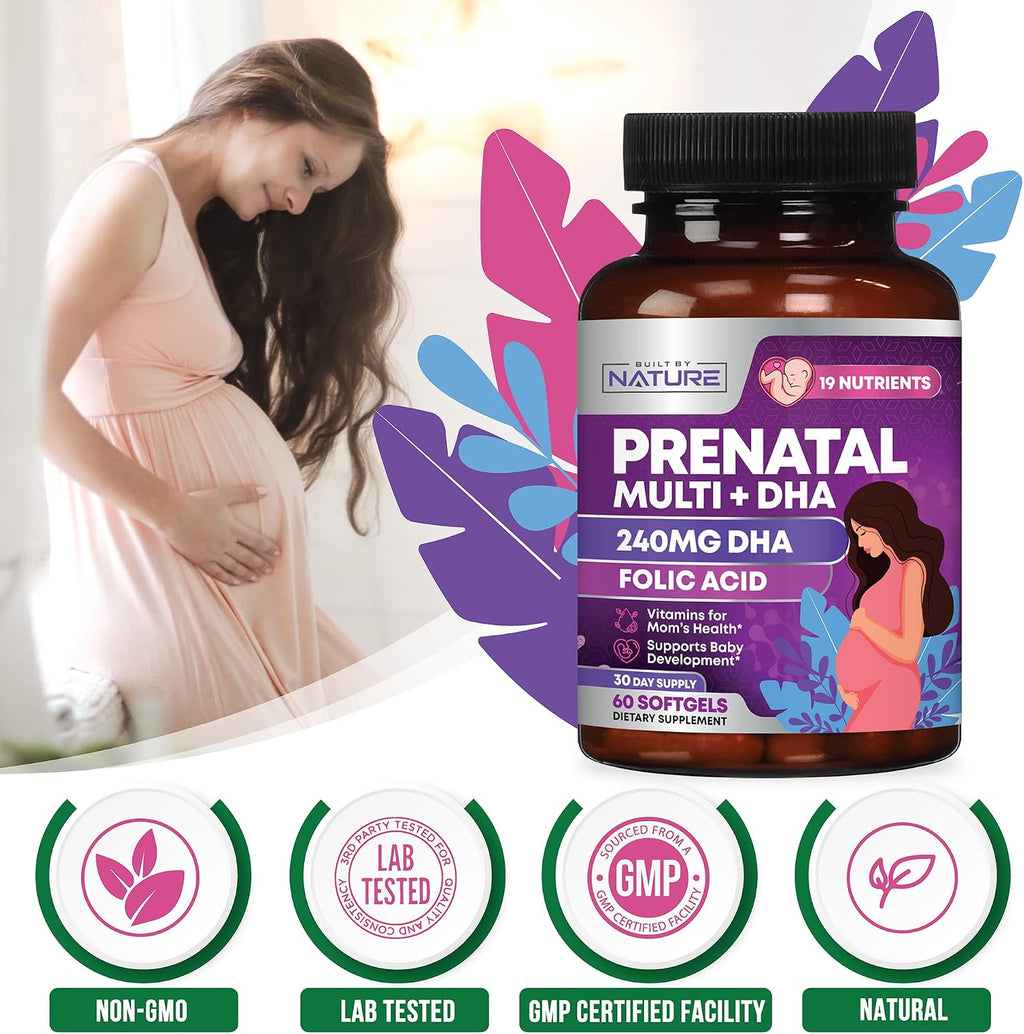 Vitaminas Prenatales de Built by Nature | 60 Cápsulas Blandas
