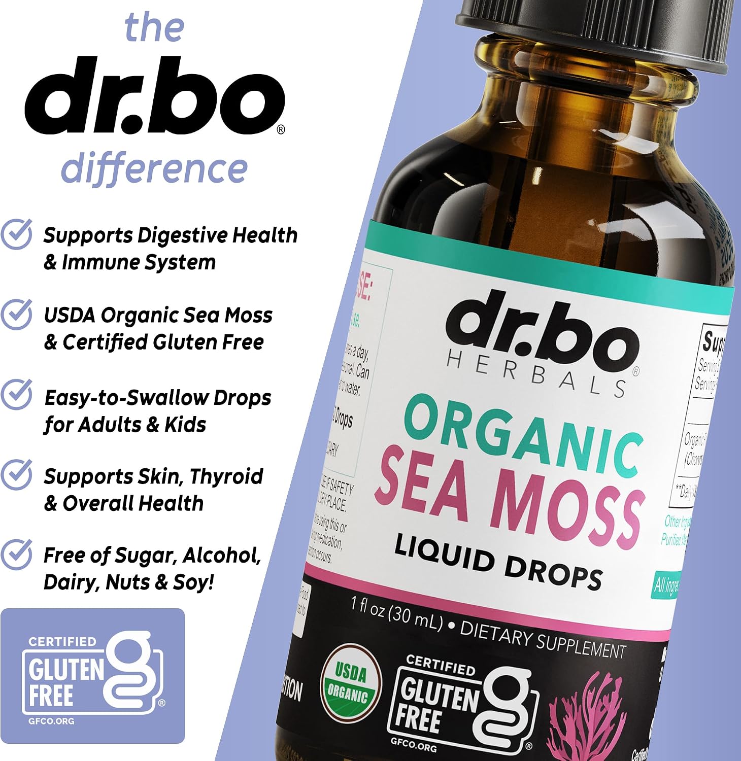 Irish Sea Moss Liquid Drops - Gotas Líquidas Orgánicas de Musgo de Mar, 30 ml