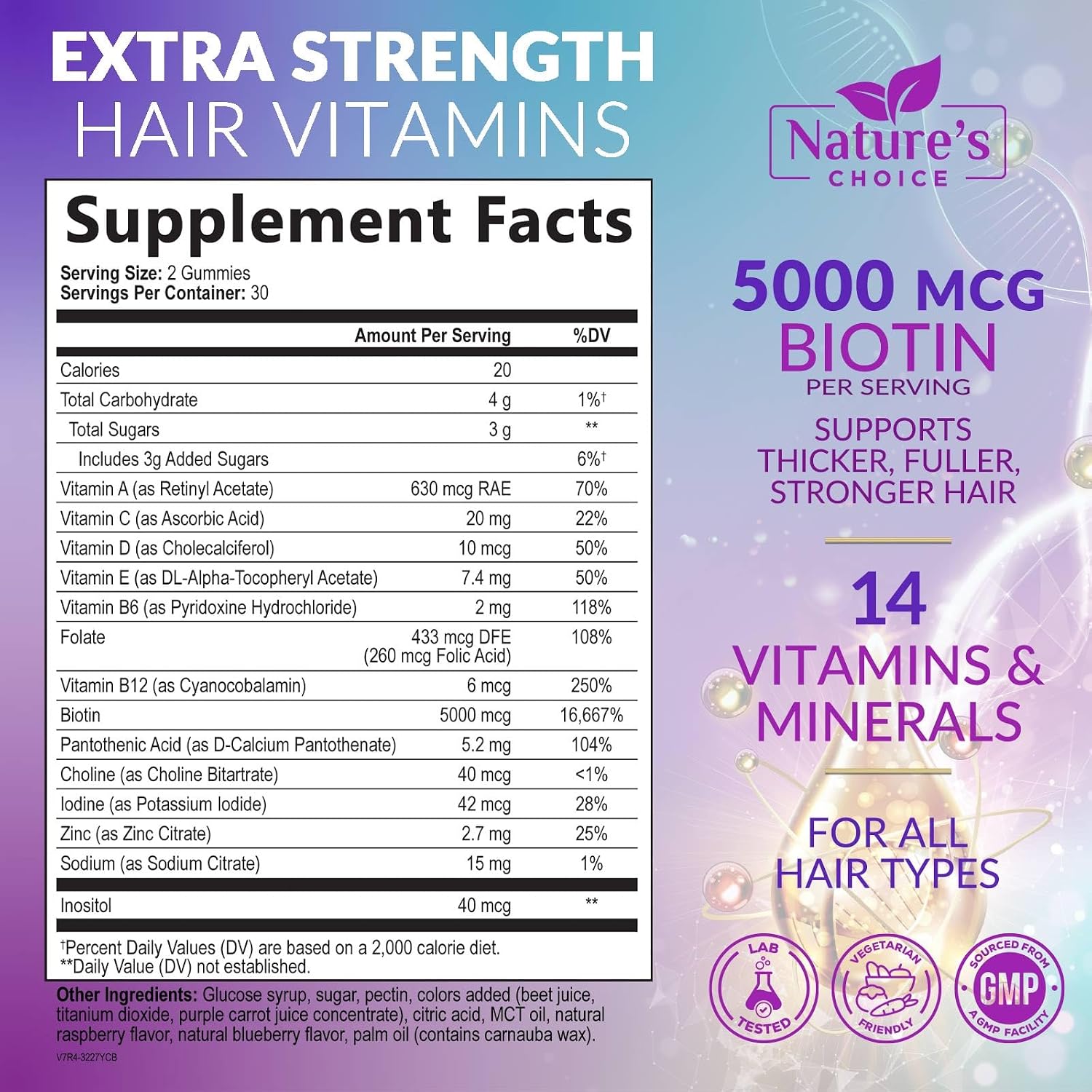 Gomitas de Biotina 5000 mcg para Cabello, Piel y Uñas - Nature's Choice