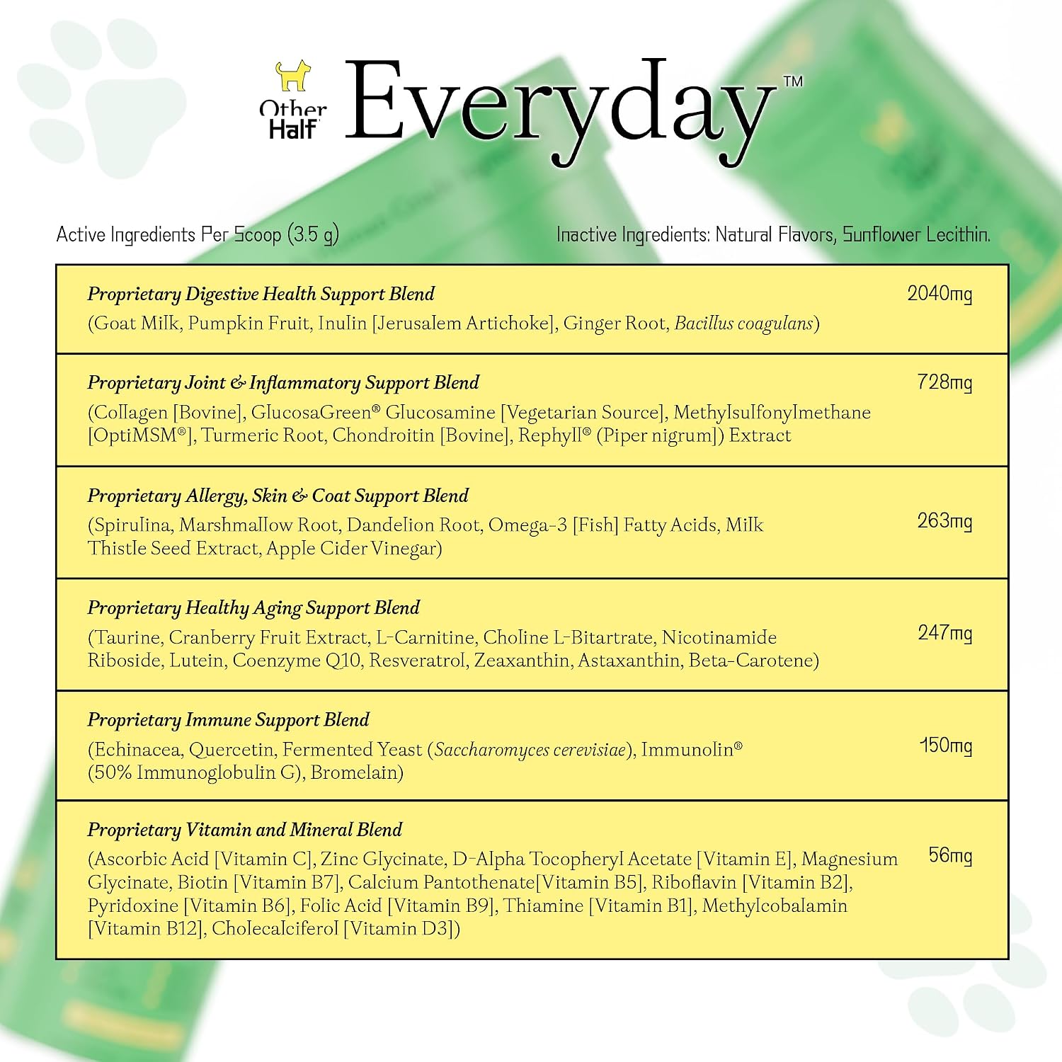 Other Half Everyday - Multivitamínico en polvo para perros
