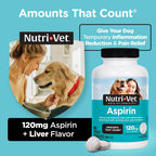 Nutri-Vet Aspirina para Perros, Alivio del Dolor Articular, 120mg, 100 Comprimidos