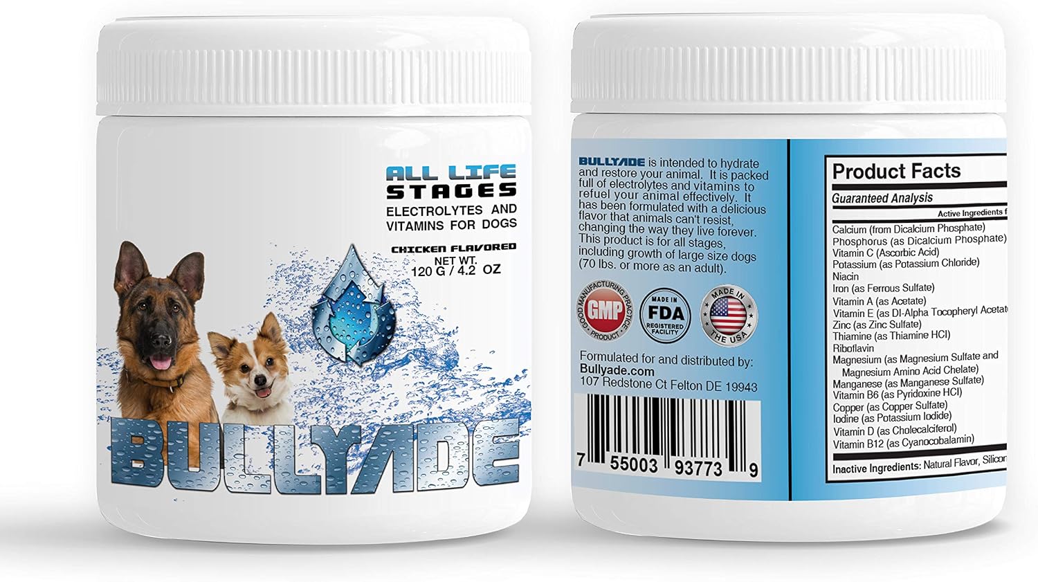 Bullyade Suplemento Natural para Perros - 18 Vitaminas y Minerales - Sabor a Pollo