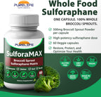 SulforaMAX (60 Cápsulas) - Complemento de Sulforafano de Brócoli - Apoyo Inmunitario, Salud del Corazón, Hígado y Cerebro - Vegano, Vegetariano, No-GMO