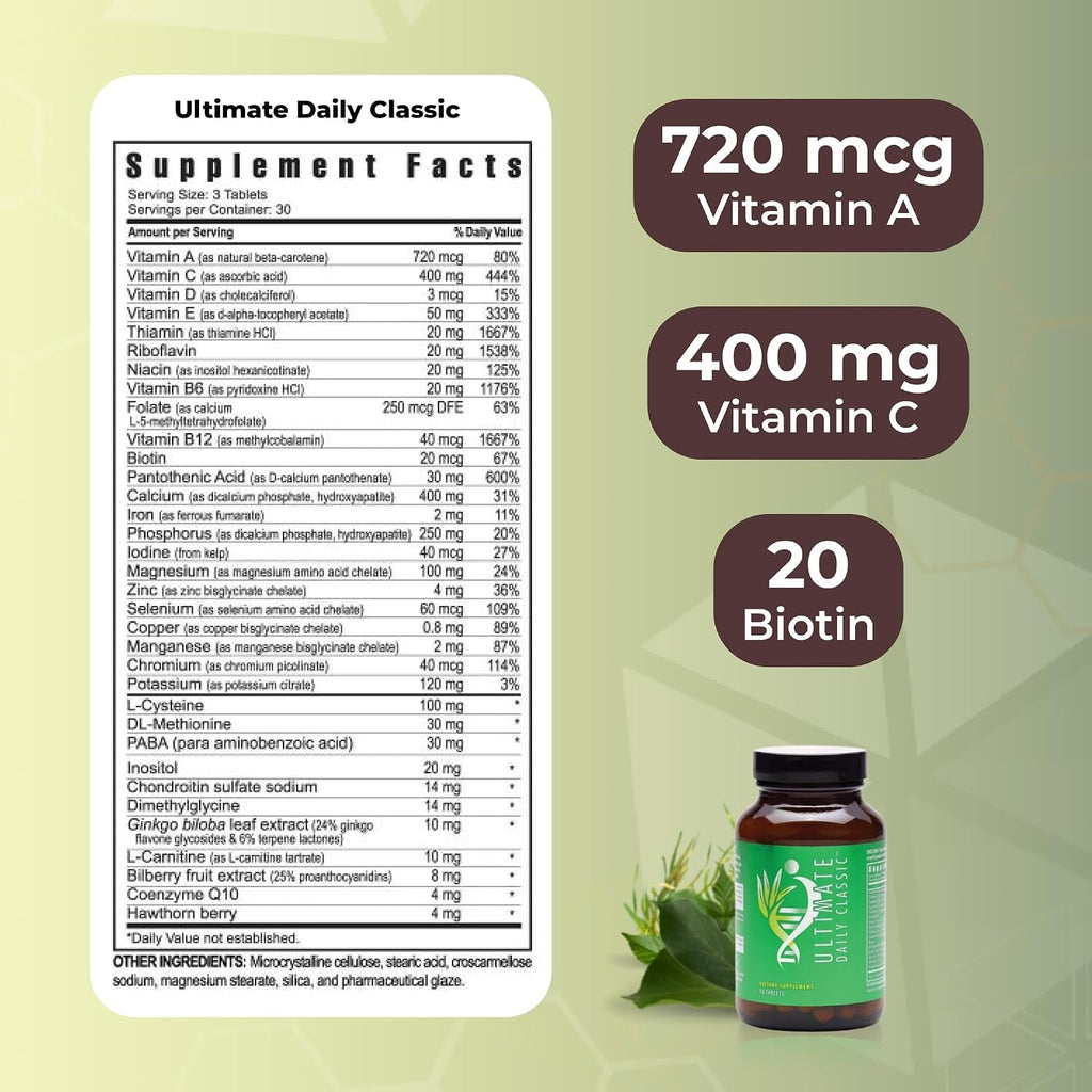 Youngevity Ultimate Daily Classic – Multivitamin with Vitamins, Minerals, Amino Acids & Antioxidant Botanicals – 90 Tablets
