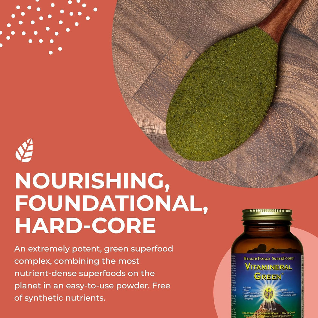 HEALTHFORCE SUPERFOODS Vitamineral Green - Suplemento Mineral de Superalimentos Verdes con Ingredientes de la Tierra - Sin Gluten y Vegano - 120 Cápsulas