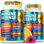 12 en 1 Immune Support Supplement - Immune Defense Vitamins w/Elderberry, Vitamin D3, C, Zinc, Echinacea, Ginger - Natural Immunity System Booster - Immune & Muscle Health 120 Caps
