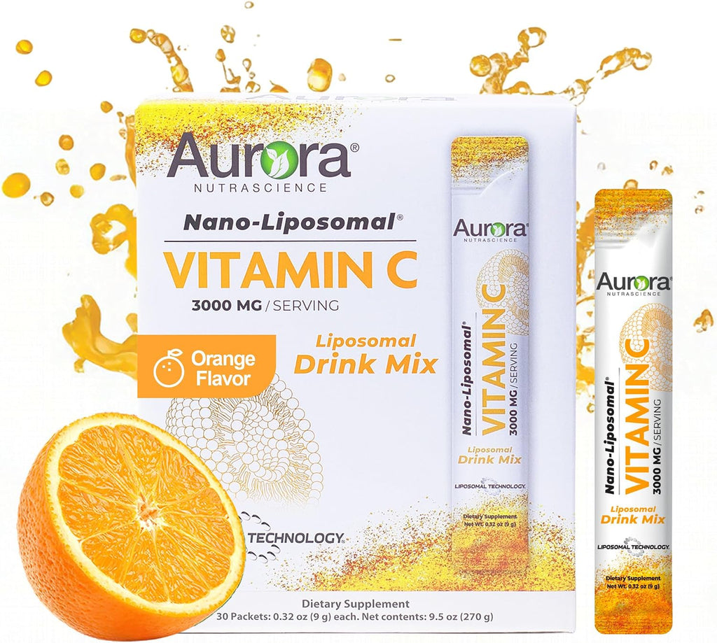 Aurora Nutrascience Nano-Pack Vitamina C Liposomal 3000 mg – 30 Sobres, Naranja