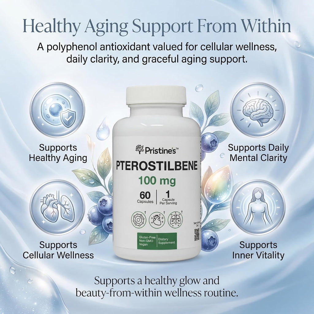 Pterostilbeno 100mg – 60 Cápsulas – Pristine's