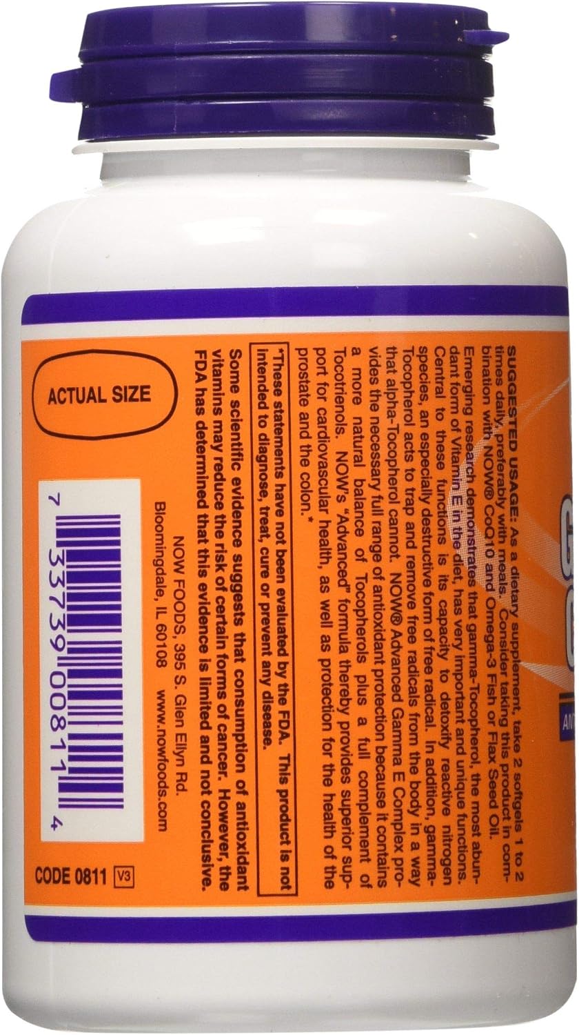 NOW Foods Gamma E avanzado – 120 cápsulas blandas