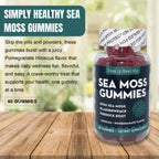 Simply Healthy Premium Sea Moss Gummies – Irish Sea Moss con Bladderwrack y Burdock Root, 60 Gominolas Veganas