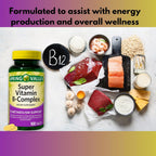 Super Vitamin B Complex - Complejo de Vitaminas B con B6, B12, C, Tiamina, Biotina, Folato, Ácido Pantoténico y Riboflavina, 100 comprimidos