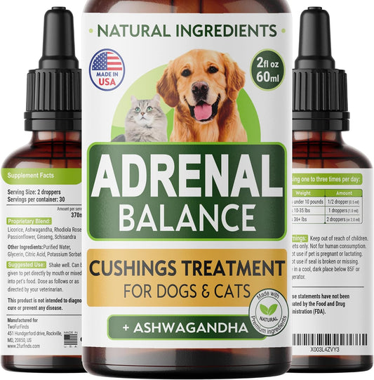 Adrenal Balance para Perros y Gatos - Tratamiento de Cushing con Ashwagandha, Regaliz y Rodiola - Gotas Herbales 60ml
