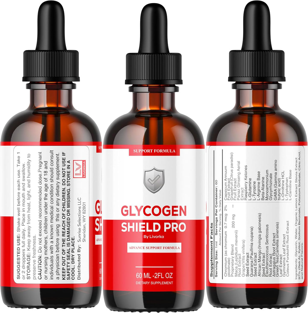 (5 Pack) Glycogen Shield Pro - Gotas de Glycogen Shield Pro, Gotas de GlycogenShield Pro, Soporte GlycogenShield Pro, Soporte Glycogen Shield Pro, Suplemento Glycogen Shield Pro, 5 Botellas para 150 Días