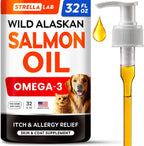 StrellaLab Omega 3 Cápsulas de Aceite de Pescado para Perros (180 uds) - Sin Olor a Pescado - EPA y DHA - Apoya Articulaciones, Piel y Pelaje