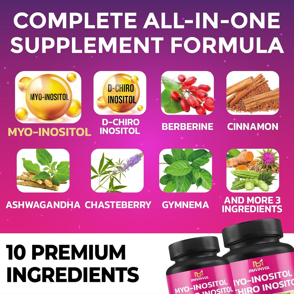BMVINVOL Inositol 40:1 con Berberina y Ashwagandha - 2 Pack (180 Cápsulas)