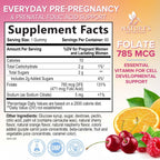 Gominolas de Ácido Fólico para Mujeres - Folato 785 mcg - Vitaminas Prenatales - 60 Gominolas