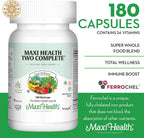 Maxi Health Multivitaminas para Hombres y Mujeres – Complejo Multivitamínico Diario – Vegano y Kosher – 180 Cápsulas