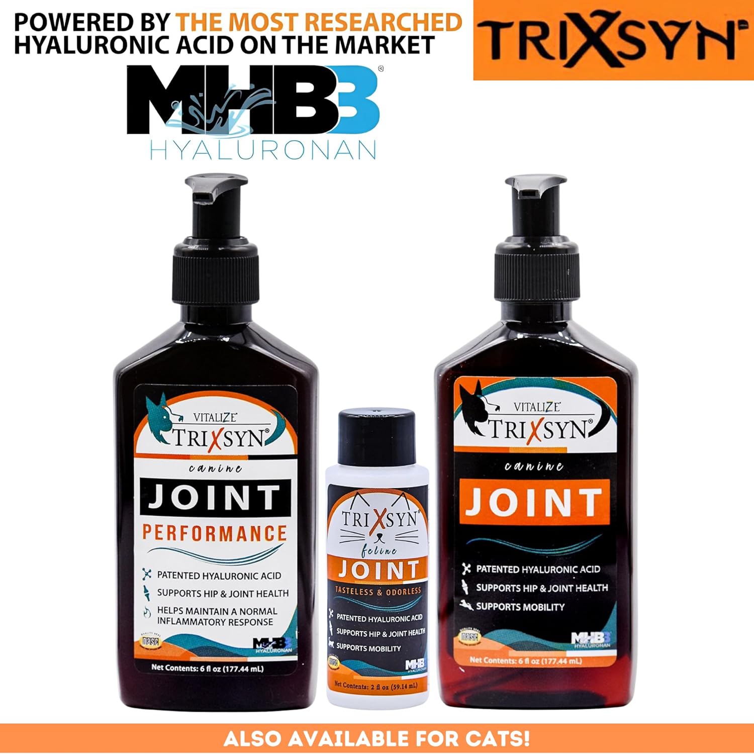 TRIXSYN Canine - Suplemento Líquido para Articulaciones de Perro con Ácido Hialurónico - Fórmula Patentada MHB3 - 2 Botellas de 177 ml