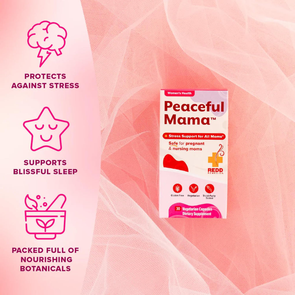 Redd Remedies Peaceful Mama – Suplemento para el Estrés y Sueño con Lactium, Melisa y Jengibre – 30 Cápsulas