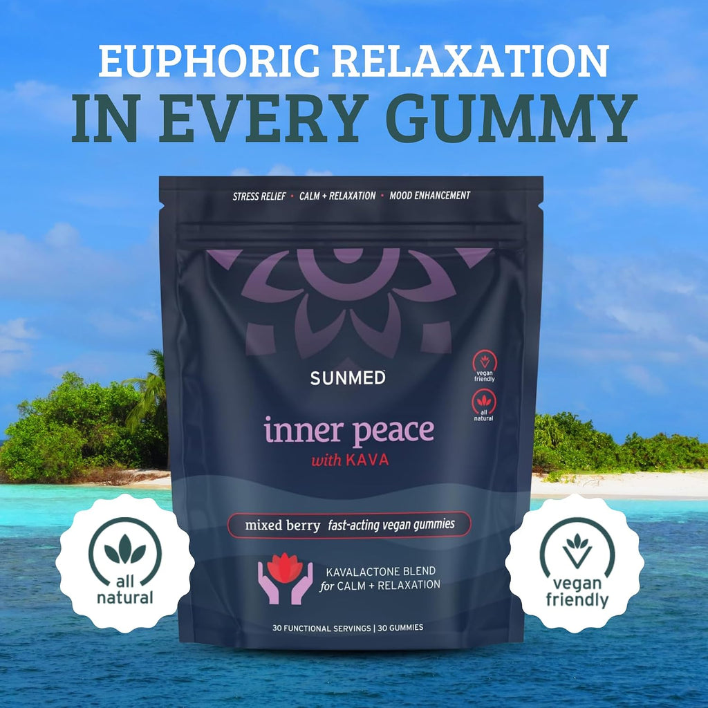 SUNMED Gominolas de Kava para el Estrés y la Calma Profunda | 100mg Kavalactonas | Vegano | Sabor Frutos Rojos