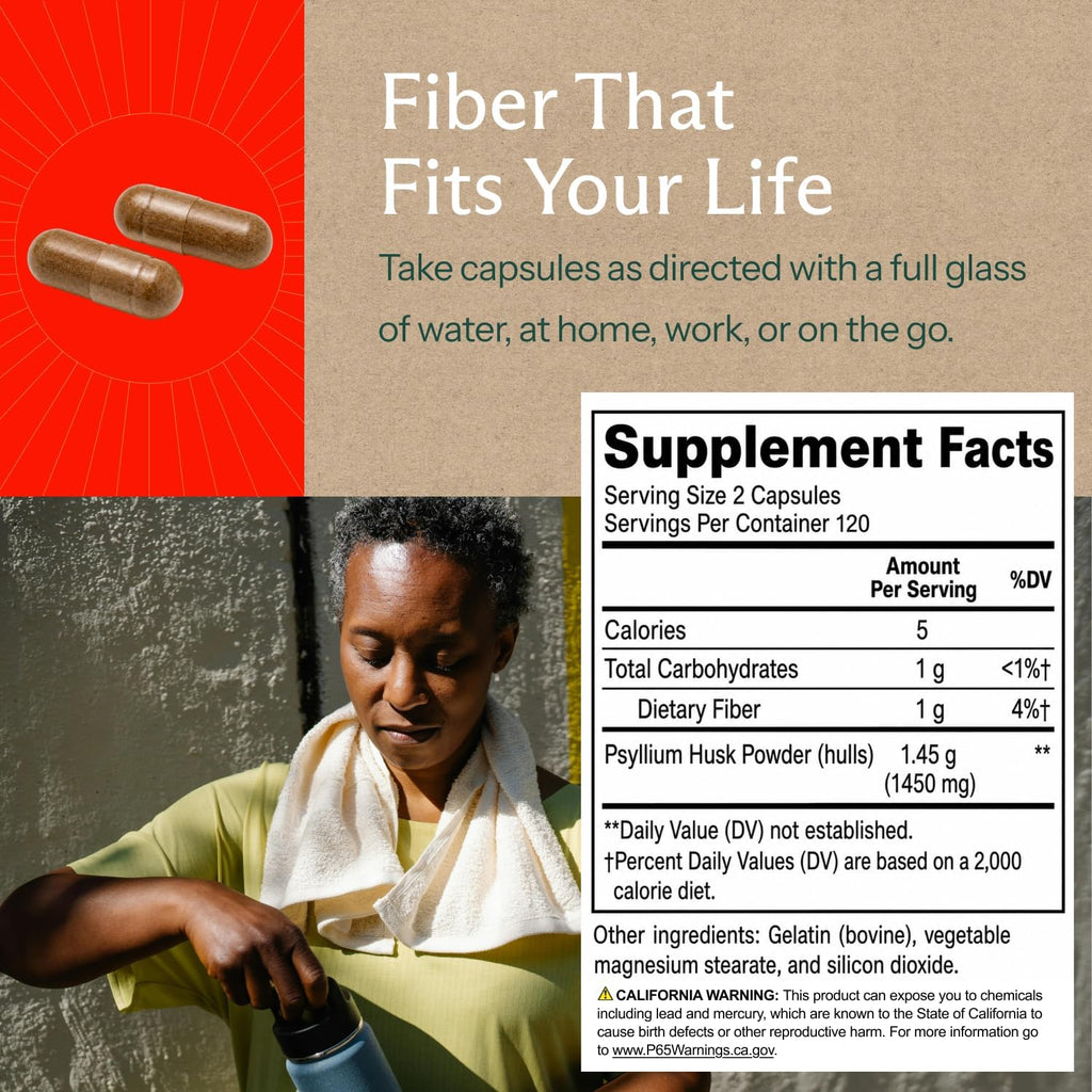 Sunergetic Psyllium Husk 1450mg – 240 Cápsulas de Fibra Soluble