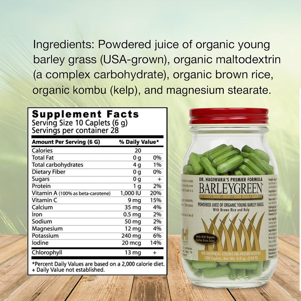 Dr. Hagiwara's Premium Caplets Suplemento Vegetal con Algas y Arroz Integral - 280 Comprimidos