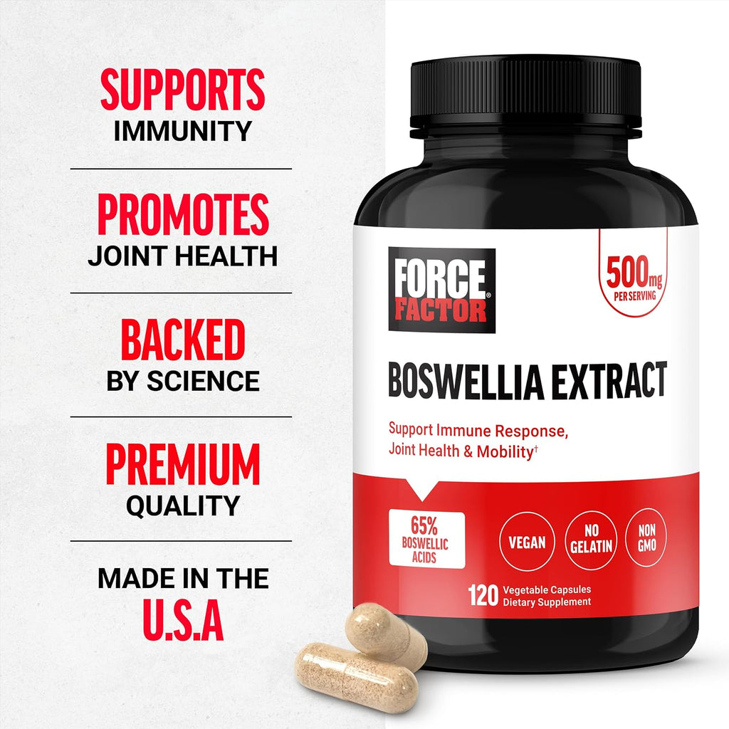 Force Factor Extracto de Boswellia Serrata - 120 Cápsulas - Apoyo Articular e Inmune