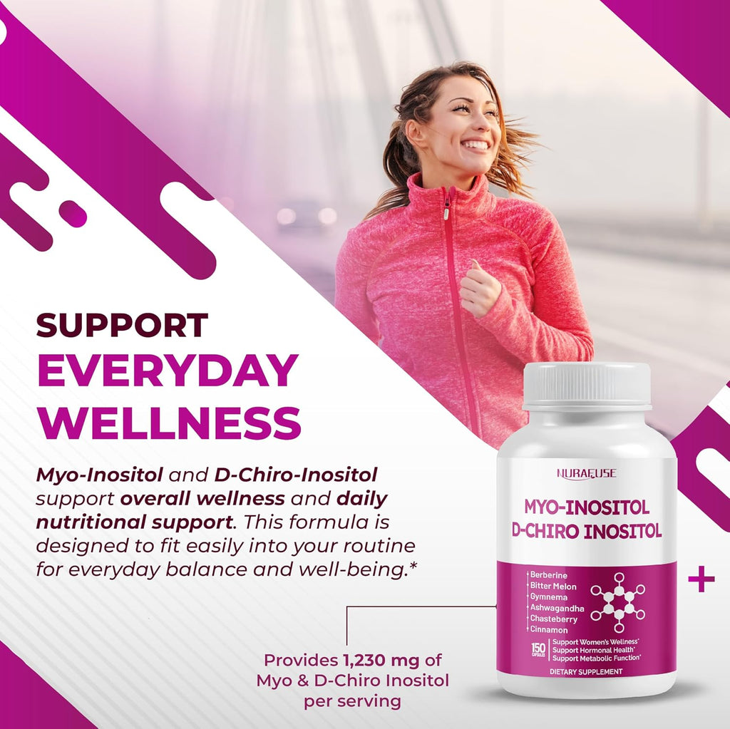 NURAFUSE Myo-Inositol y D-Chiro Inositol con Saúco, Canela, Melón Amargo y Gymnema – Alta Potencia