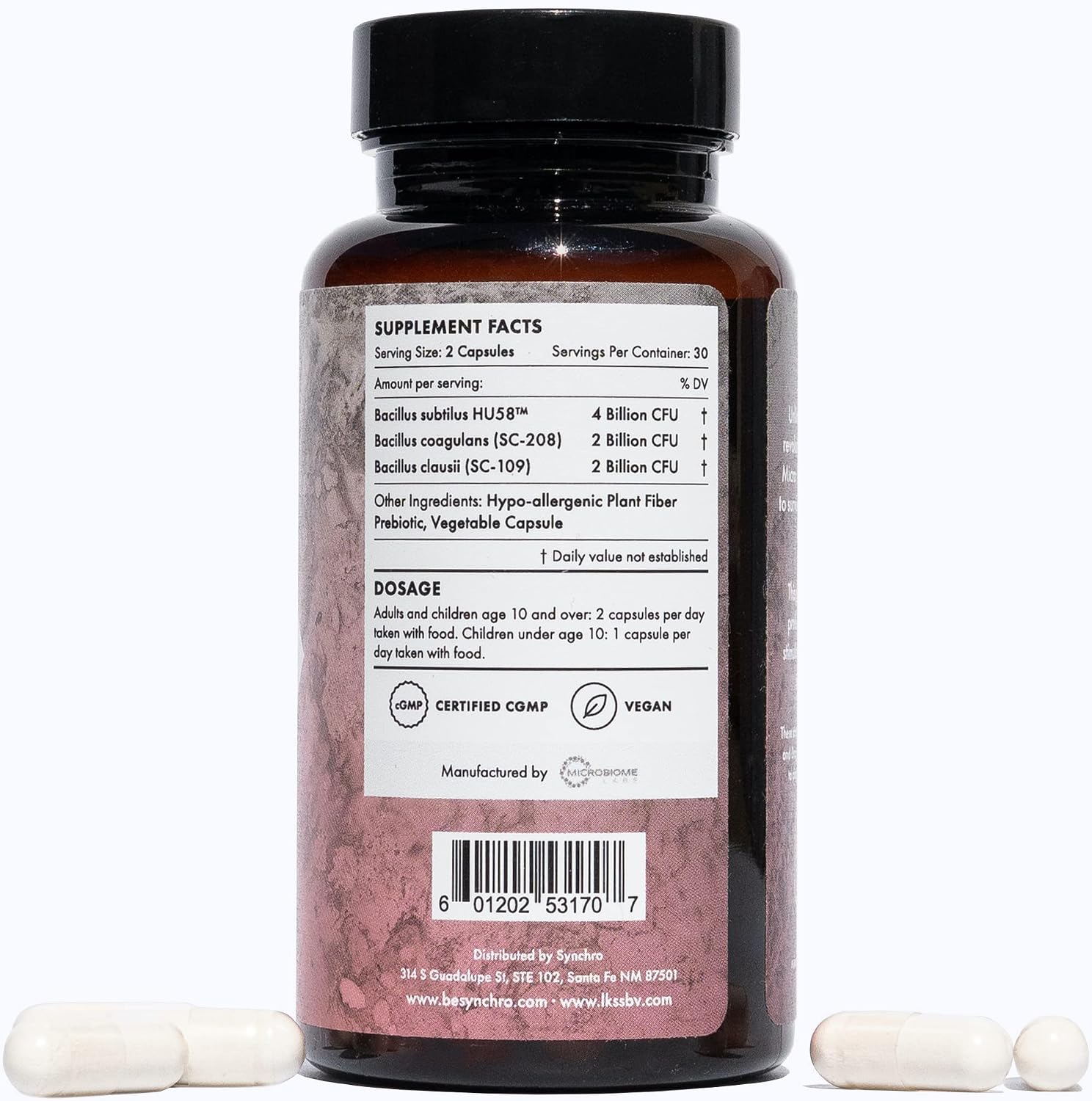 Synchro Micro•Bios - Probiótico de Esporas - Bacillus Subtilis HU58 - 60 Cápsulas