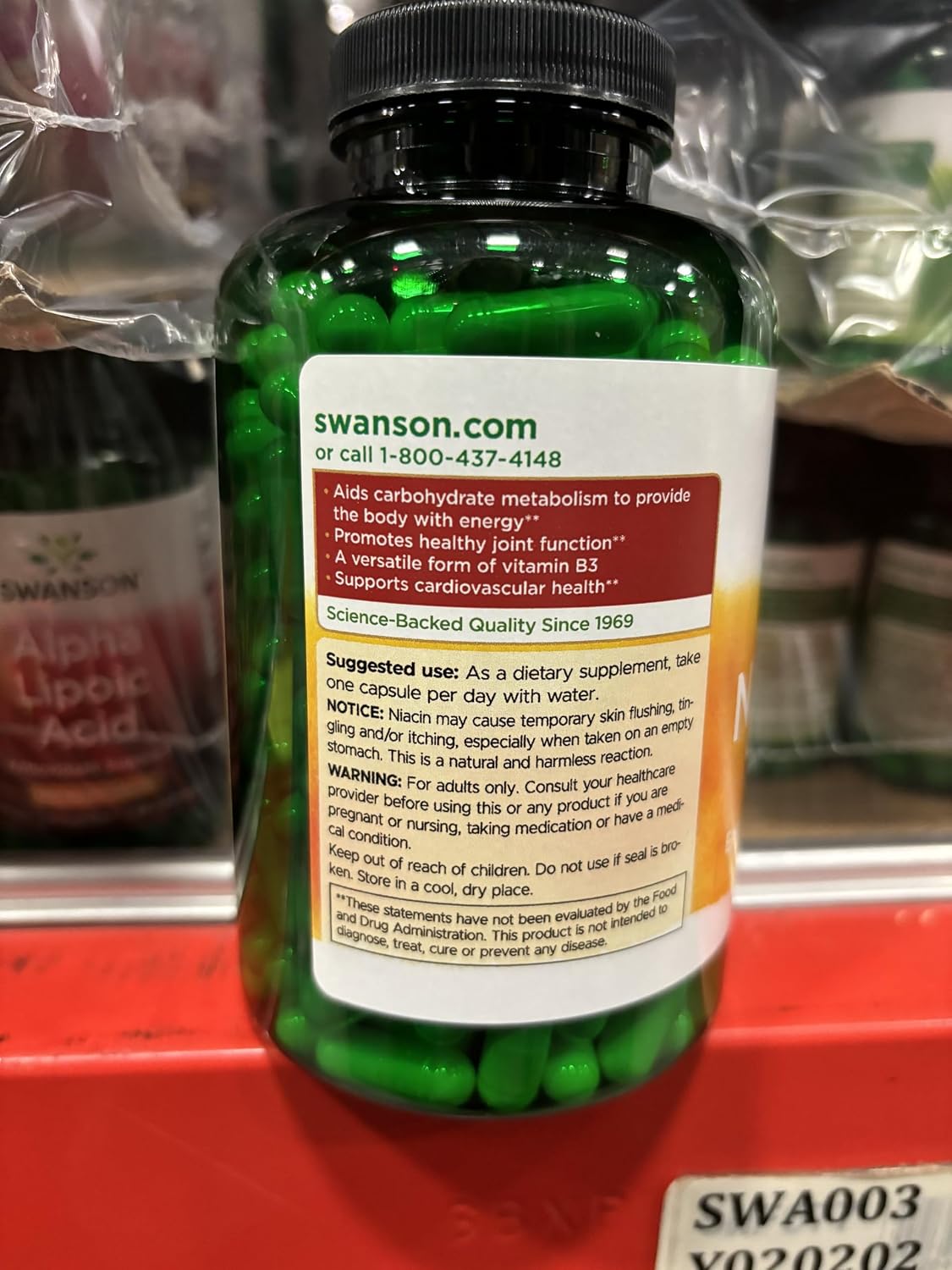 Swanson Niacinamida 500 mg, 250 Cápsulas