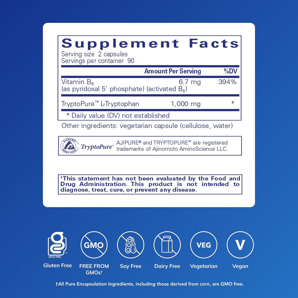 Pure Encapsulations L-Tryptophan | Aminoácido para la Relajación y el Sueño | 180 Cápsulas