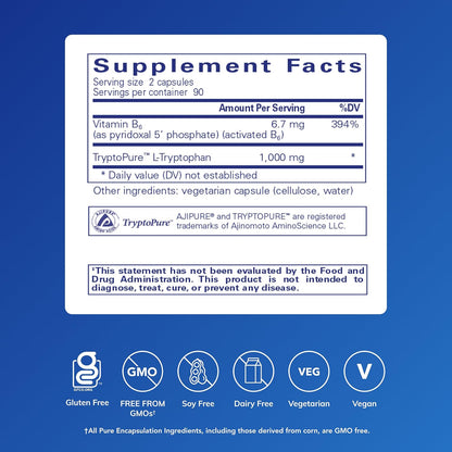 Pure Encapsulations L-Tryptophan | – Promoción de la relajación: La serotonina, derivada de la L-triptófano, tiene – Image 2