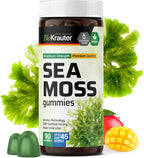 BIO KRAUTER® 3 en 1 Gominolas de Musgo Marino con Fucus y Raíz de Bardana - Veganas, Sabor Mango - 90 Gominolas (45 Días)