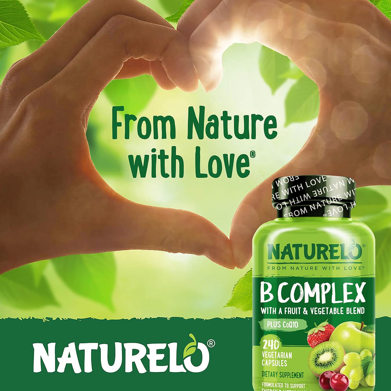 NATURELO Complejo B - 240 Cápsulas Veganas con Metilfolato y CoQ10