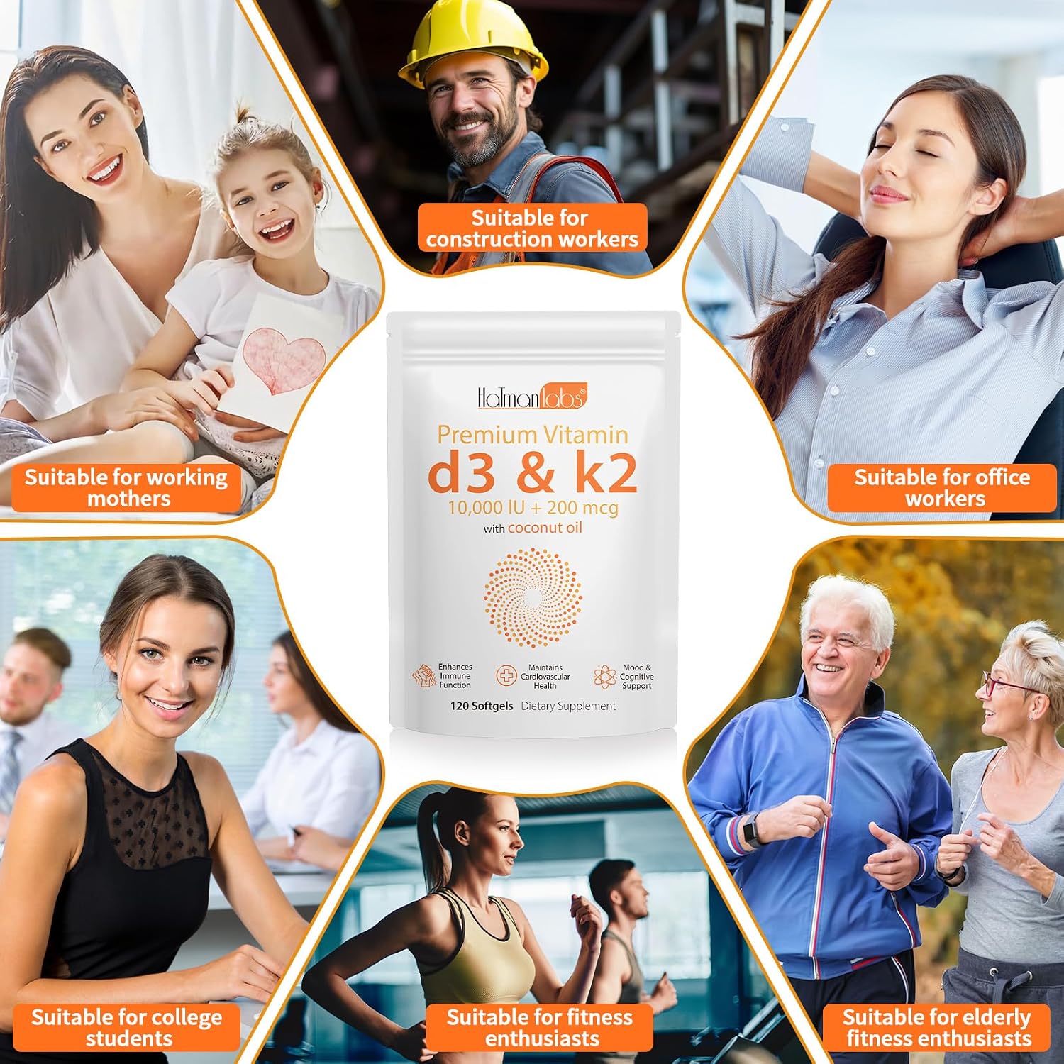 Newseel Vitamina D3 y K2 con Aceite de Coco – 120 Cápsulas Blandas