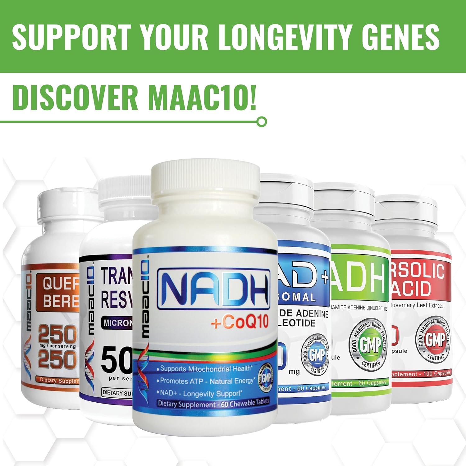 MAAC10 NADH 20 mg, 60 Cápsulas – Energía y Longevidad
