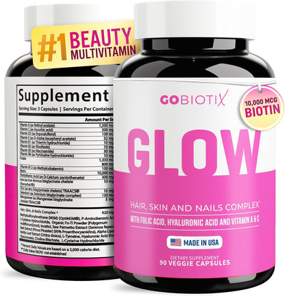 GOBIOTIX Vitaminas para Cabello, Piel y Uñas – La biotina contribuye al metabolismo energético normal. – Image 1
